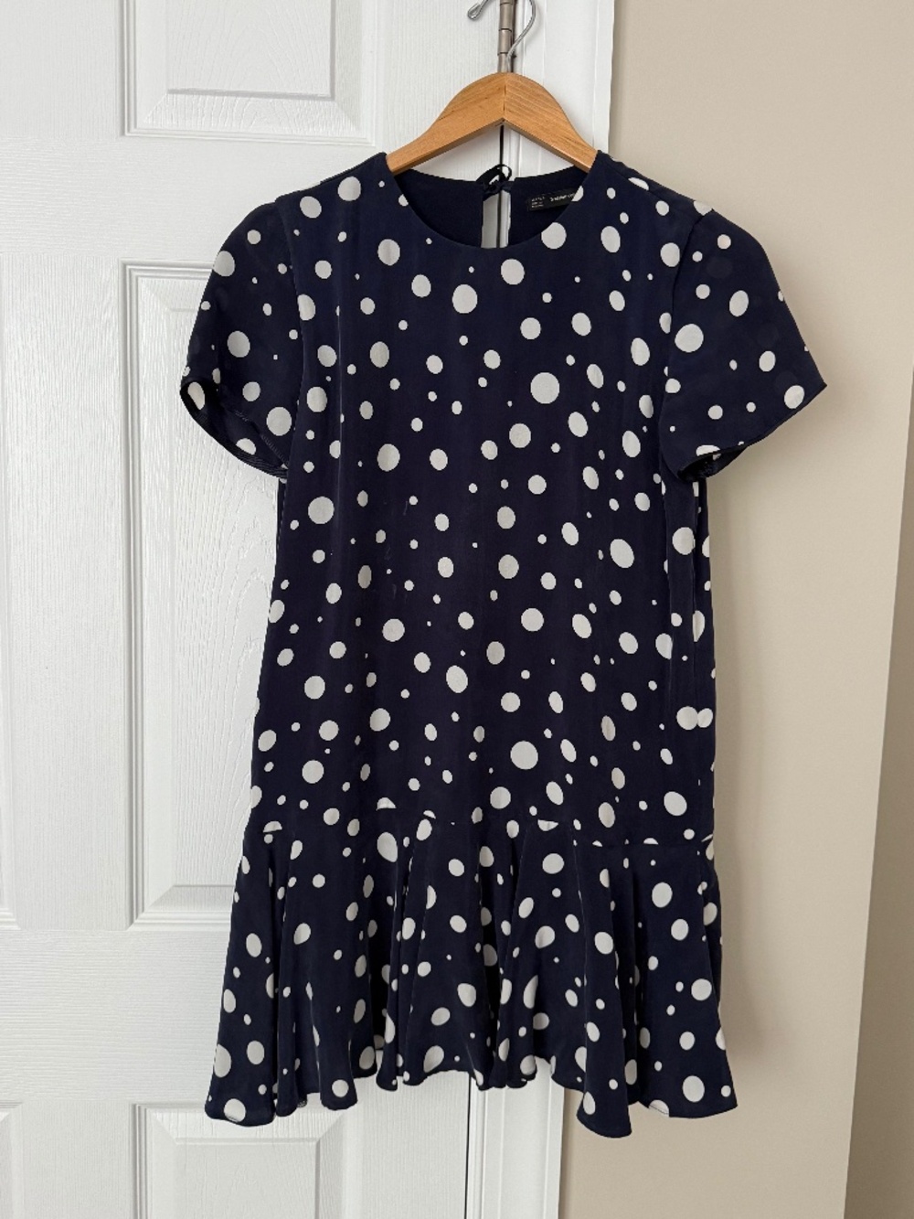 Zara dress, navy with white polka dots, Women size XS